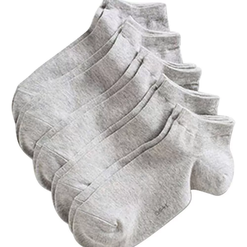Esprit Women's Socks^Grey Solid Block Colour Sneaker 5 Pack Socks
