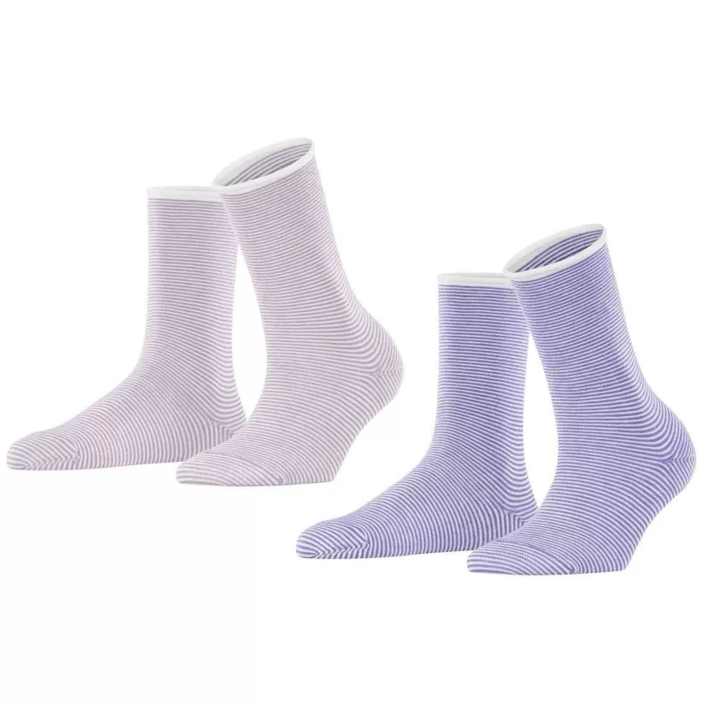 Esprit Women's Socks^Lilac Allover Stripe 2 Pack Socks