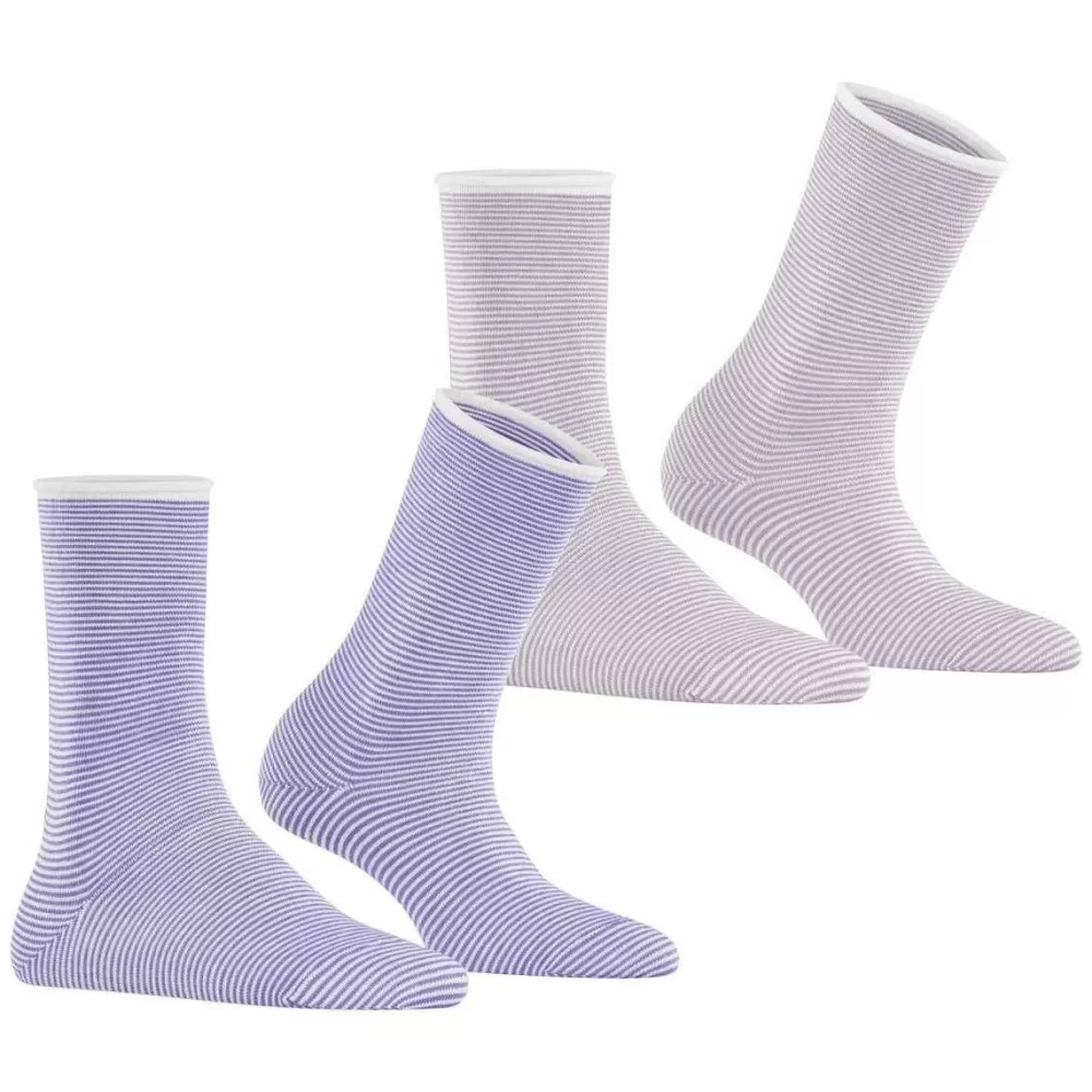 Esprit Women's Socks^Lilac Allover Stripe 2 Pack Socks
