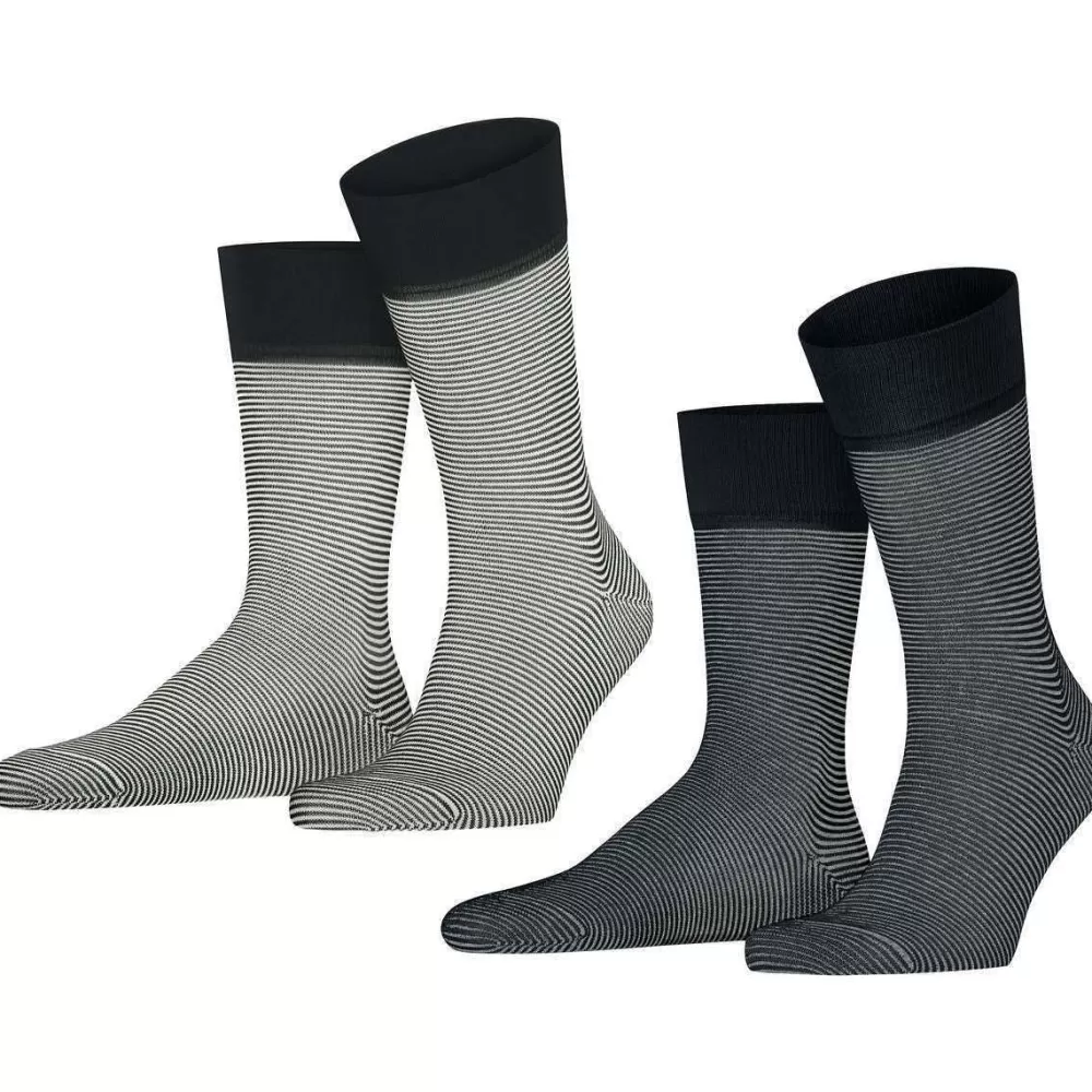Esprit Men's Socks^Navy All Over Stripe 2 Pack Socks