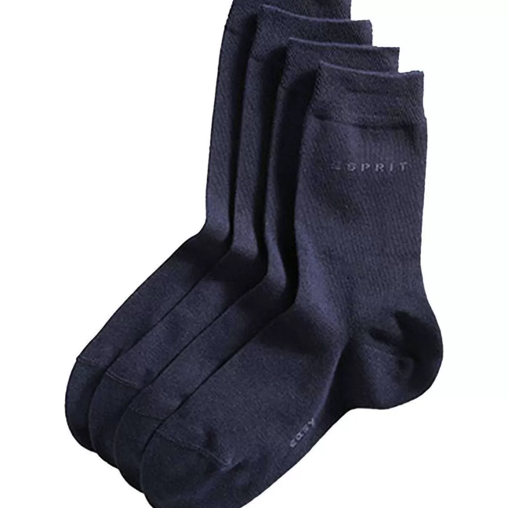 Esprit Women's Socks^Navy Basic Easy 2 Pack Mid-Calf Socks