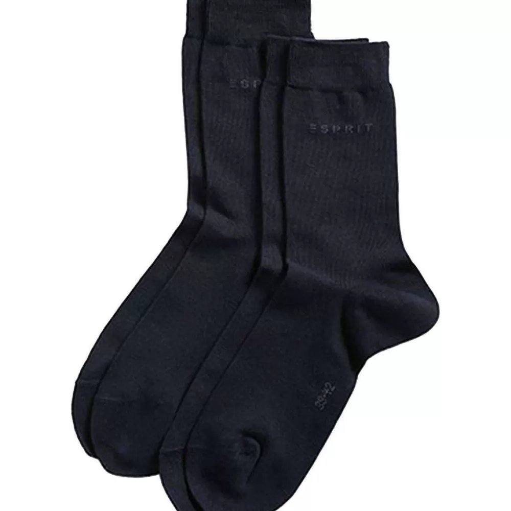Esprit Women's Socks^Navy Basic Fine Knit Mid-Calf 2 Pack Socks