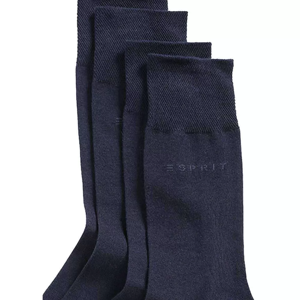 Esprit Men's Socks^Navy Basic Soft Cuff 2 Pack Socks