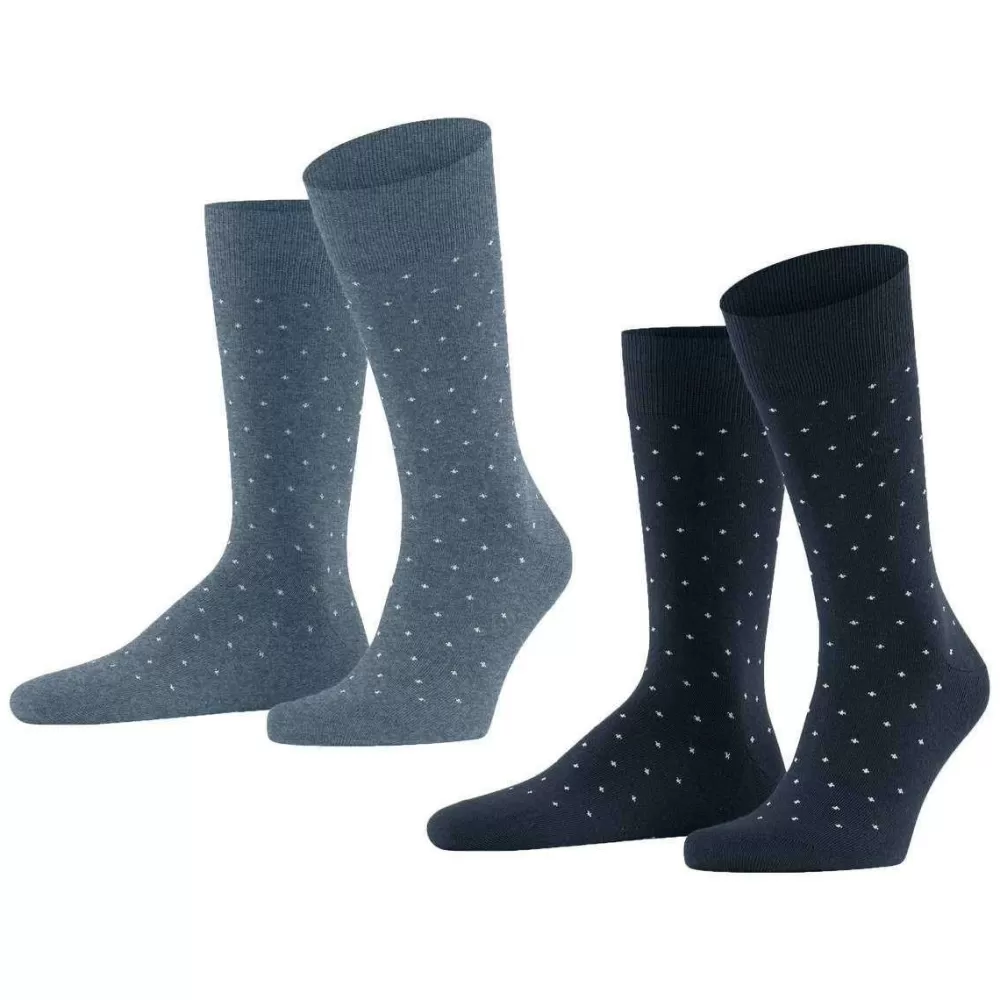 Esprit Men's Socks^Navy Fine Dot 2 Pack Socks