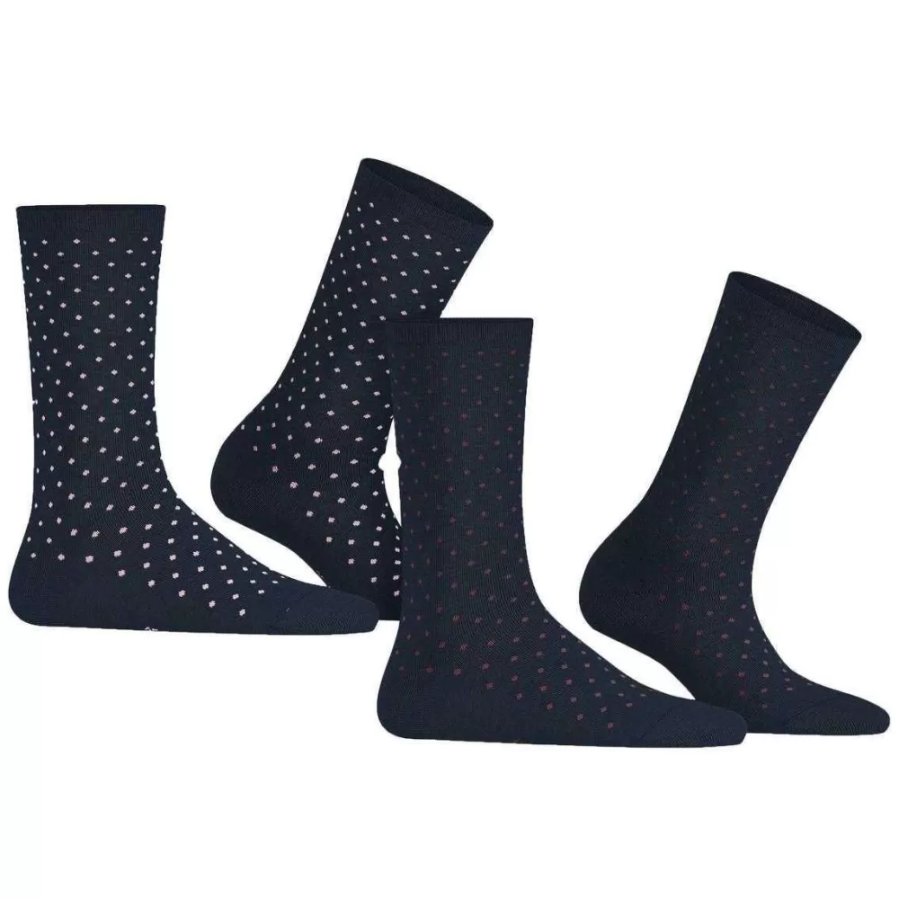 Esprit Women's Socks^Navy Fine Dot 2 Pack Socks