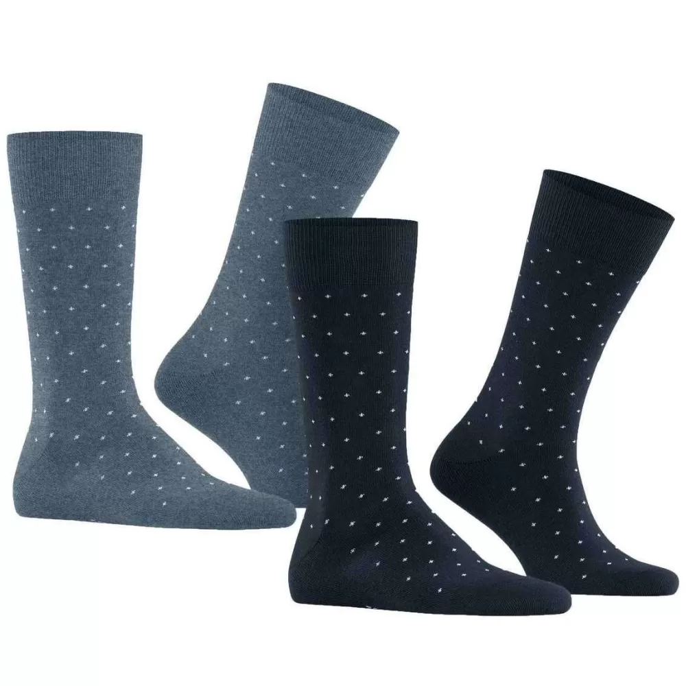 Esprit Men's Socks^Navy Fine Dot 2 Pack Socks