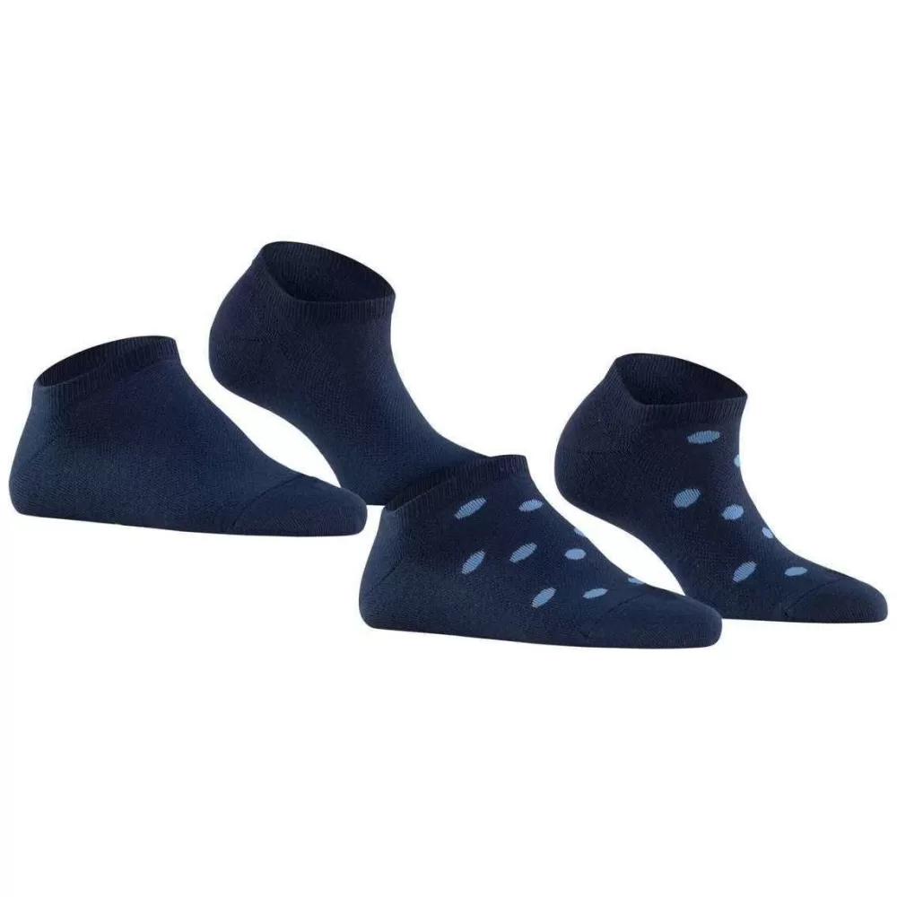 Esprit Women's Socks^Navy Mesh Dot 2 Pack Sneaker Socks