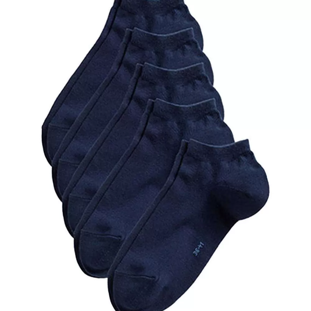 Esprit Women's Socks^Navy Solid Block Colour Sneaker 5 Pack Socks