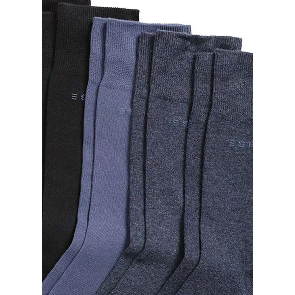 Esprit Men's Socks^Navy Solid Mix Basic Economy 5 Pack Socks