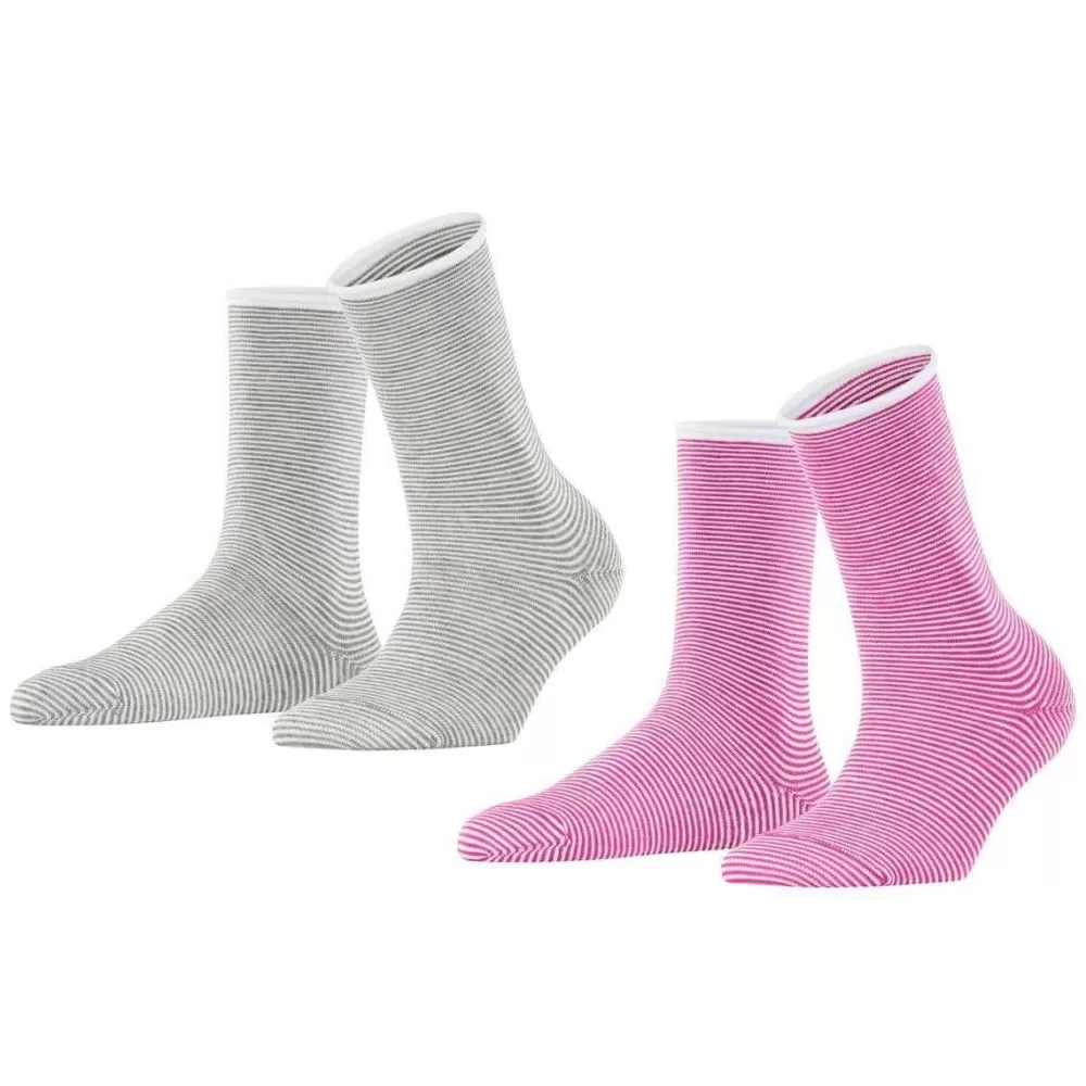 Esprit Women's Socks^Pink Allover Stripe 2 Pack Socks