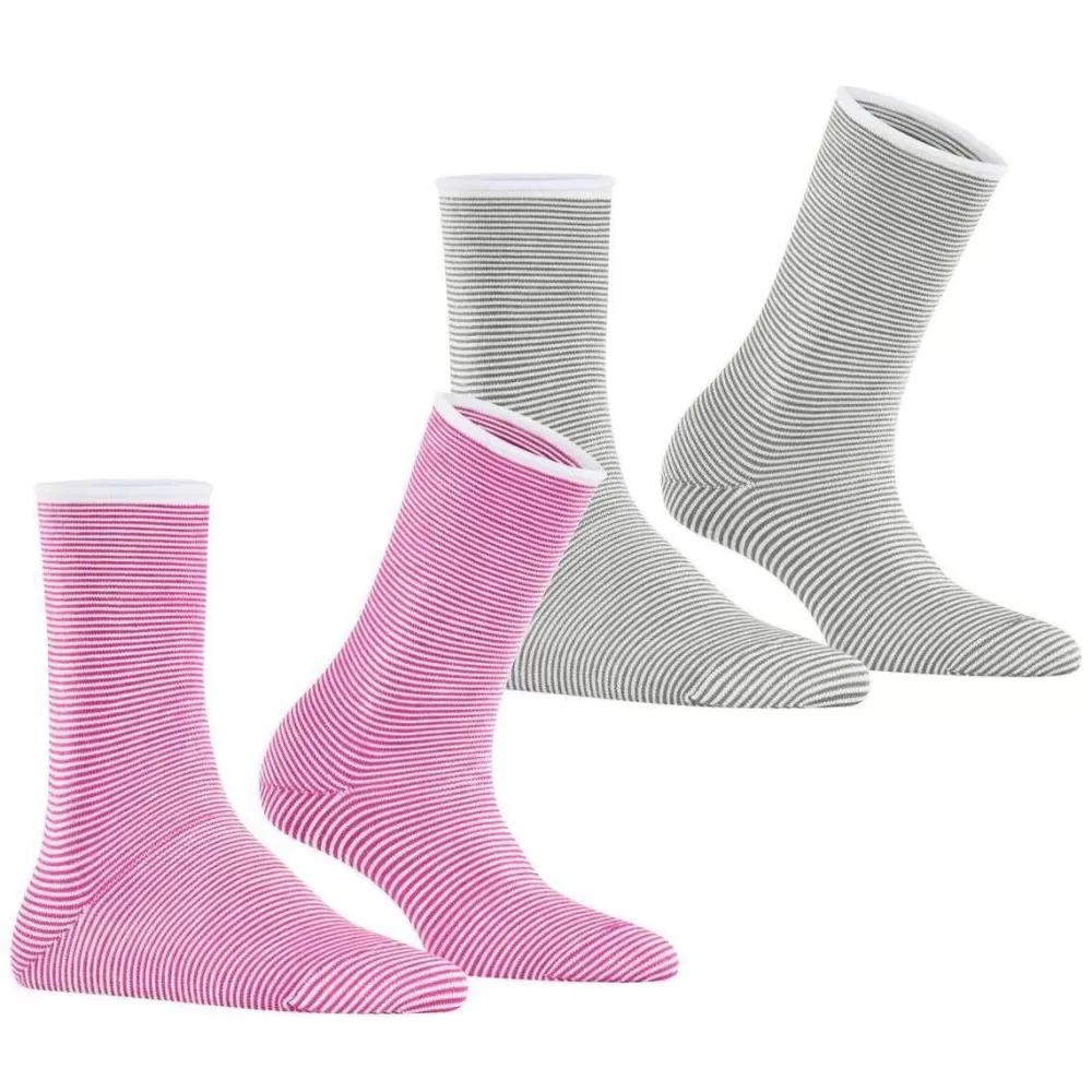 Esprit Women's Socks^Pink Allover Stripe 2 Pack Socks