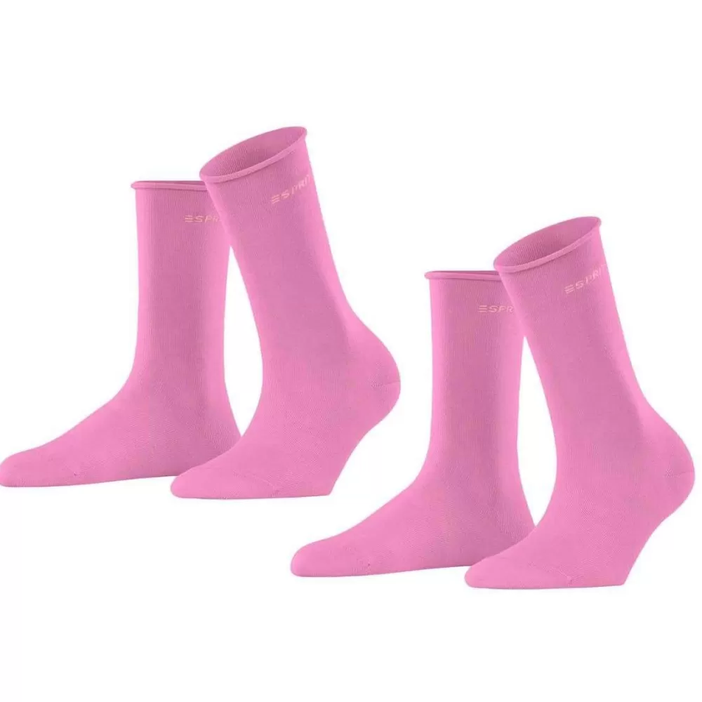 Esprit Women's Socks^Pink Basic Pure 2 Pack Socks