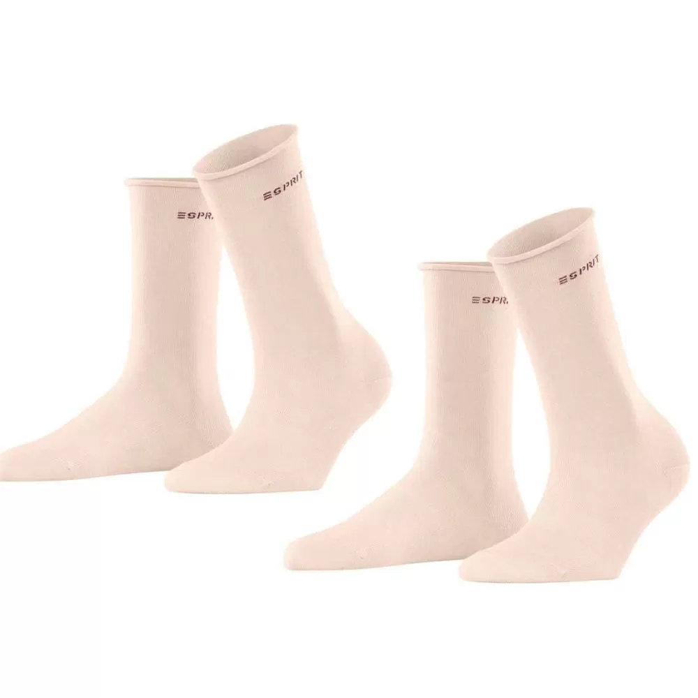 Esprit Women's Socks^Pink Basic Pure 2 Pack Socks