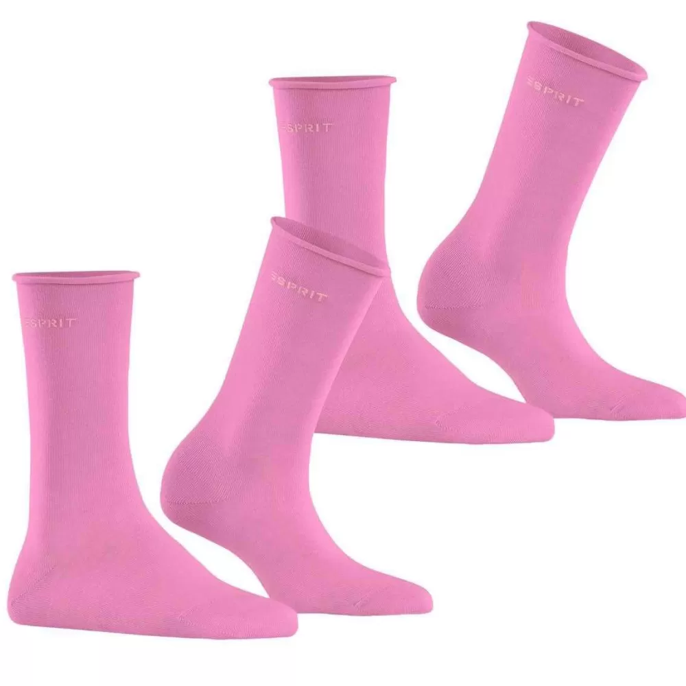 Esprit Women's Socks^Pink Basic Pure 2 Pack Socks