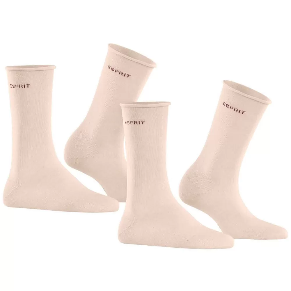 Esprit Women's Socks^Pink Basic Pure 2 Pack Socks