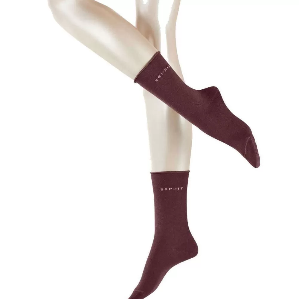 Esprit Women's Socks^Red Basic Pure 2 Pack Socks
