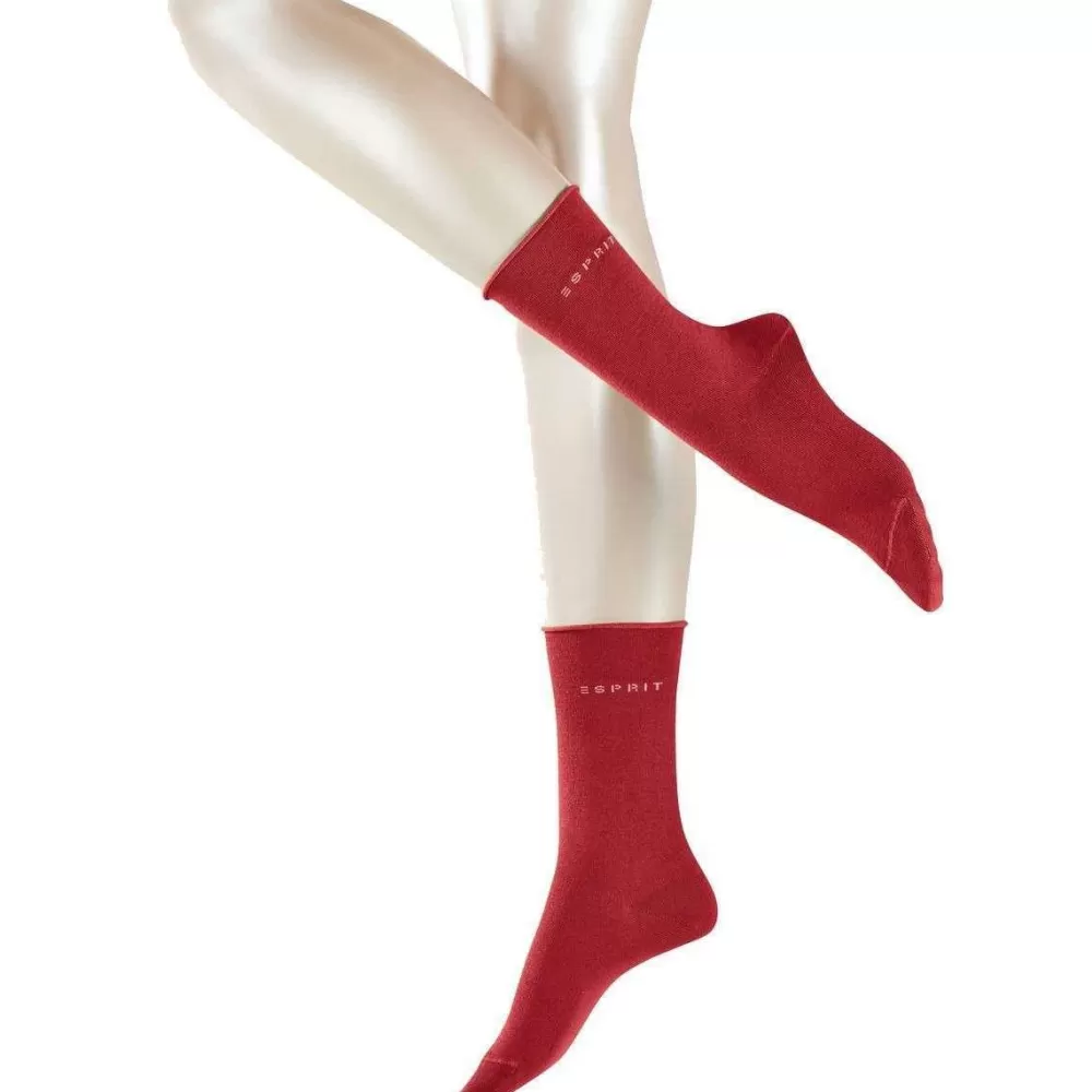 Esprit Women's Socks^Red Basic Pure 2 Pack Socks