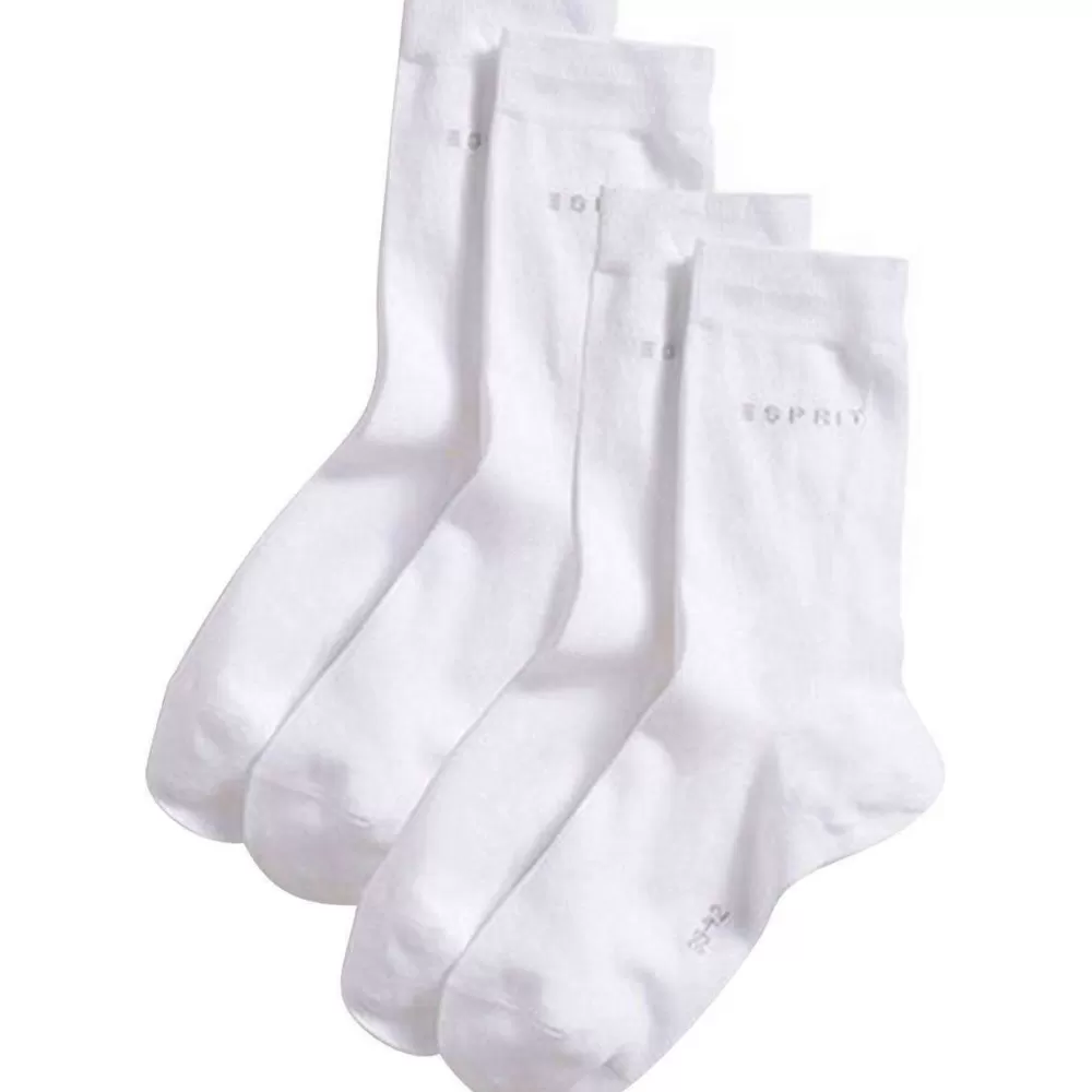 Esprit Women's Socks^White Basic Fine Knit Mid-Calf 2 Pack Socks