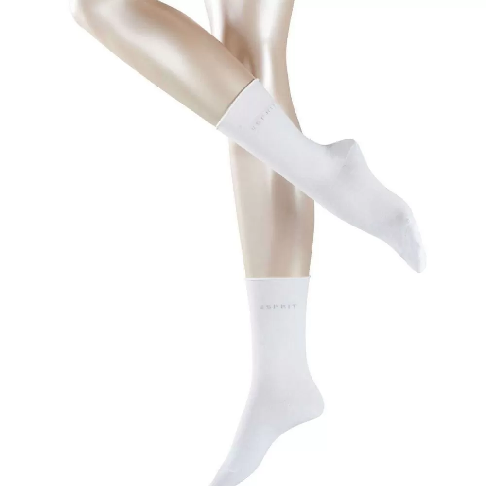 Esprit Women's Socks^White Basic Pure 2 Pack Socks