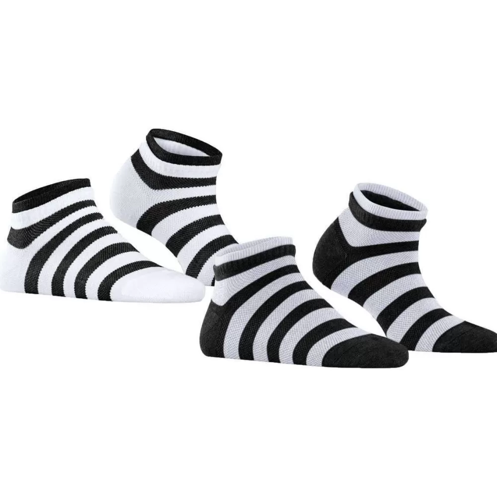 Esprit Women's Socks^White Mesh Stripe 2 Pack Sneaker Socks