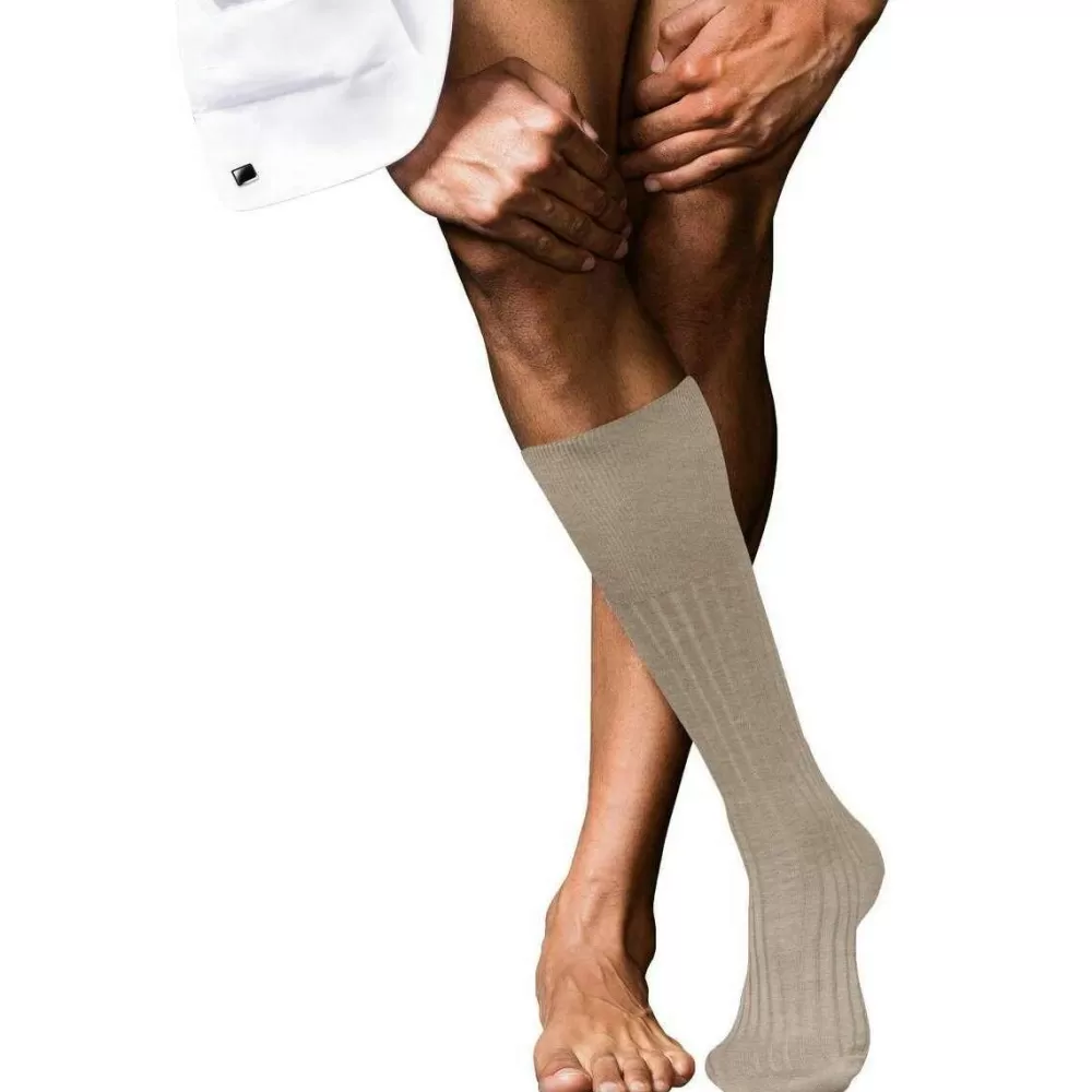 Falke Men's Socks^Beige No 13 Finest Piuma Cotton Knee High Socks