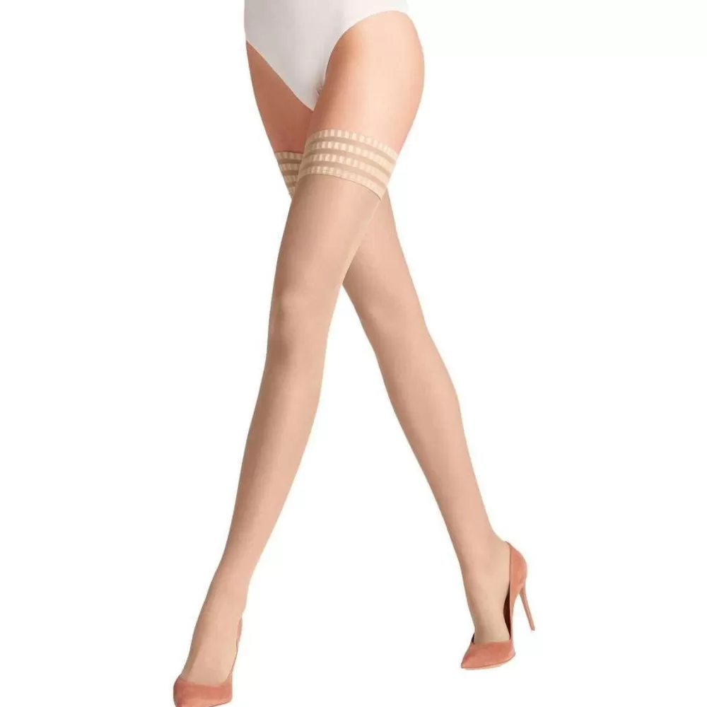 Falke Stockings^Beige Pure Matt 20 Denier Stay Up Stockings
