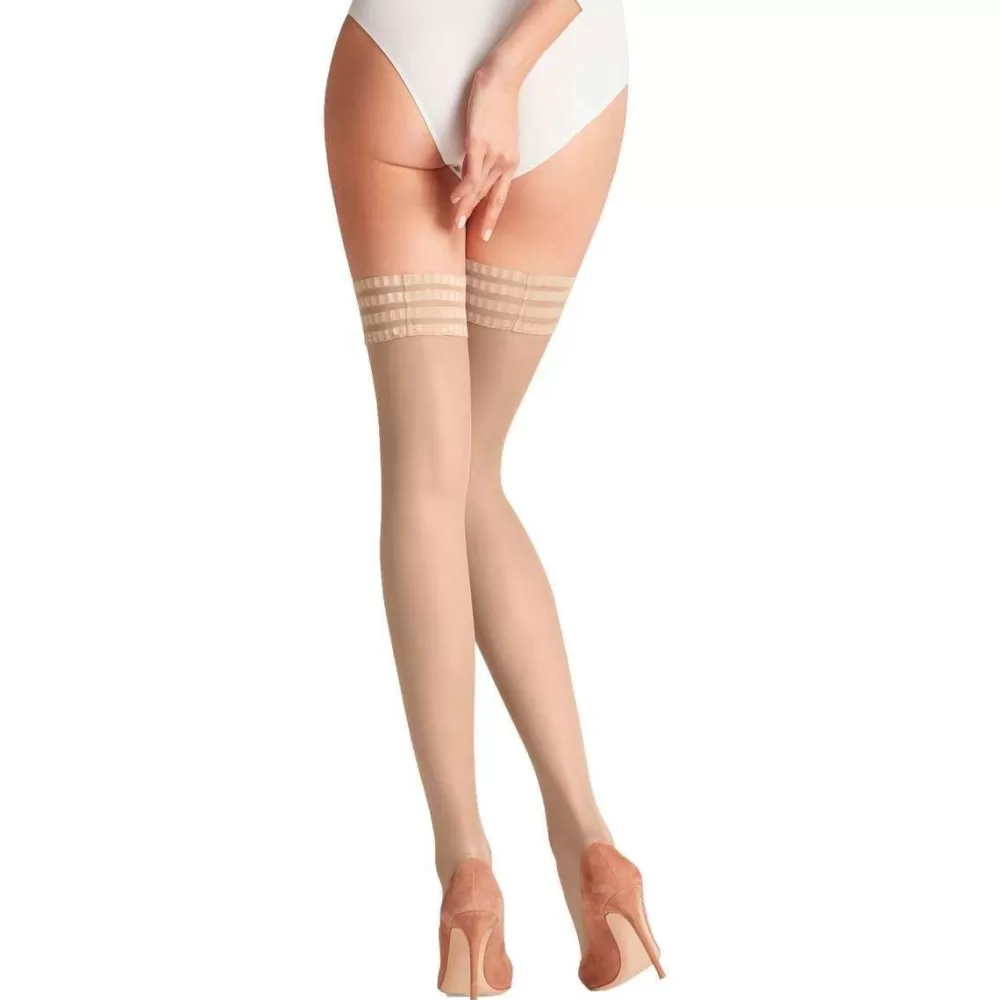 Falke Stockings^Beige Pure Matt 20 Denier Stay Up Stockings