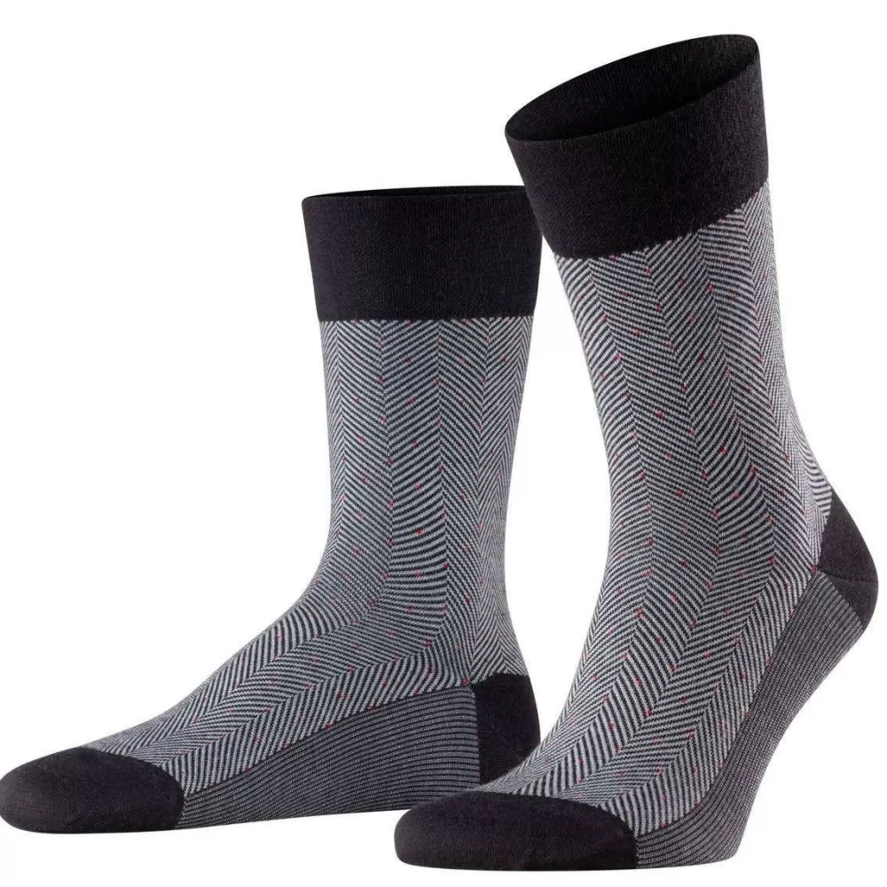Falke Men's Socks^Black Sensitive Herringbone Socks