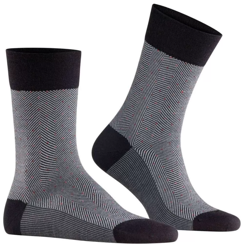 Falke Men's Socks^Black Sensitive Herringbone Socks
