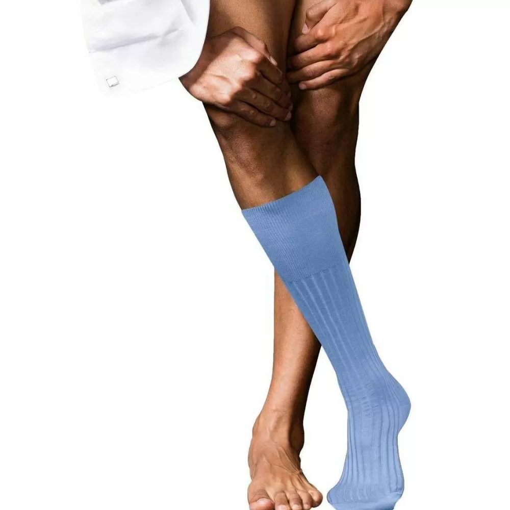 Falke Men's Socks^Blue No 13 Finest Piuma Cotton Knee High Socks