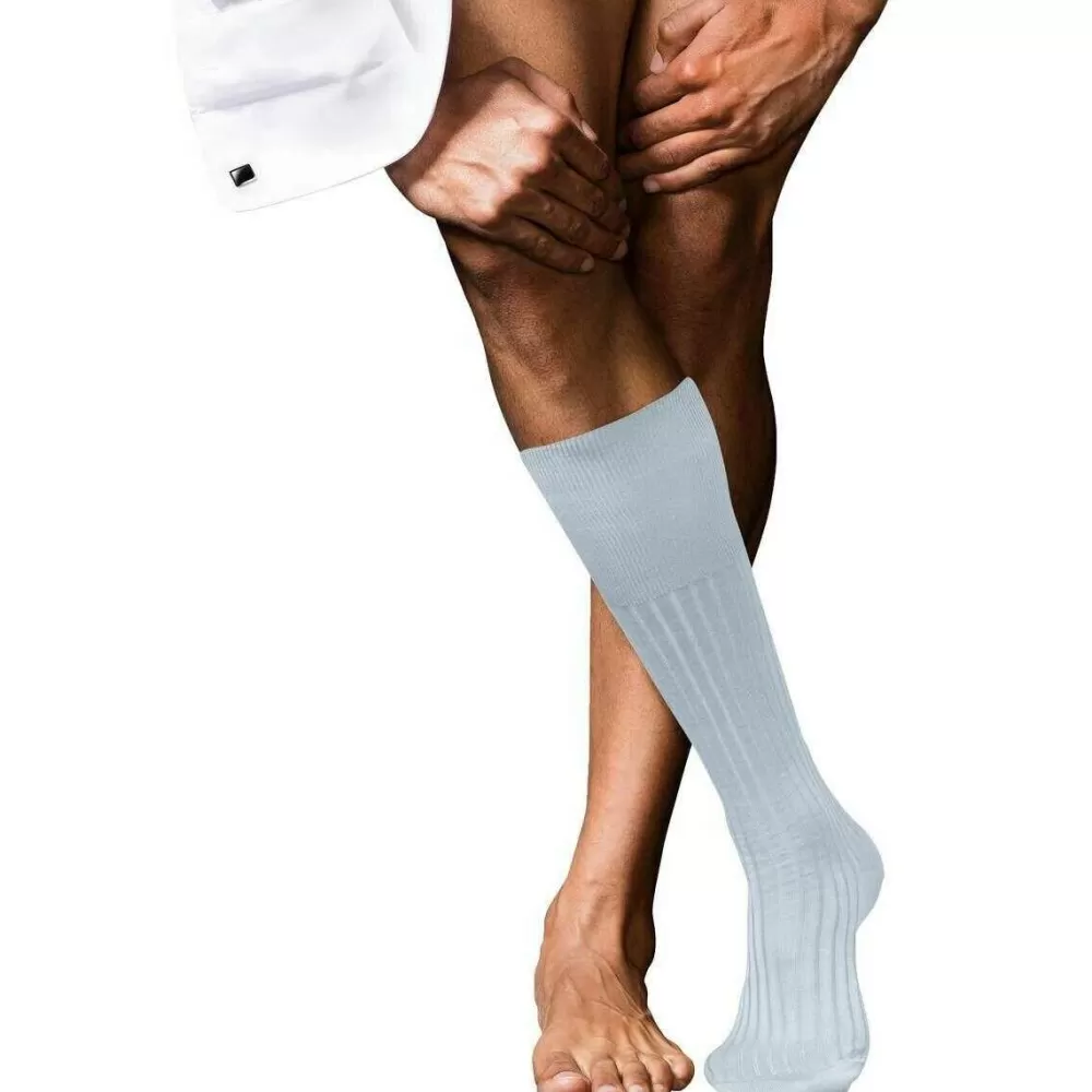 Falke Men's Socks^Blue No 13 Finest Piuma Cotton Knee High Socks