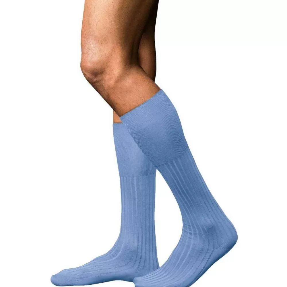 Falke Men's Socks^Blue No 13 Finest Piuma Cotton Knee High Socks