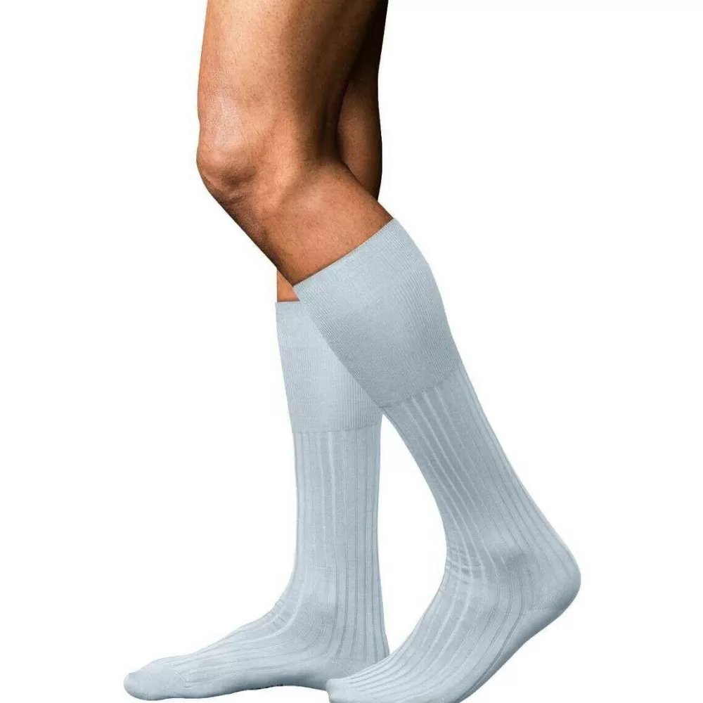 Falke Men's Socks^Blue No 13 Finest Piuma Cotton Knee High Socks
