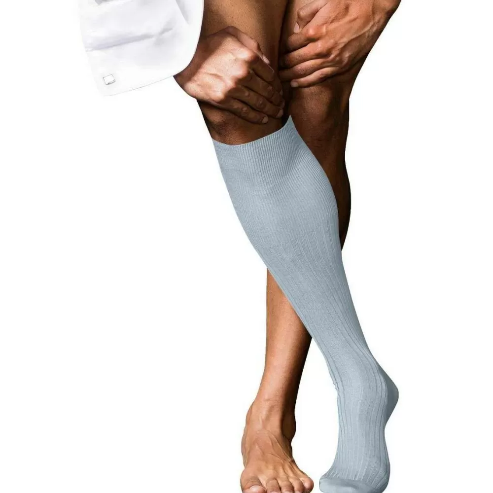 Falke Men's Socks^Blue No 10 Pure Fil D´Ecosse Knee High Socks