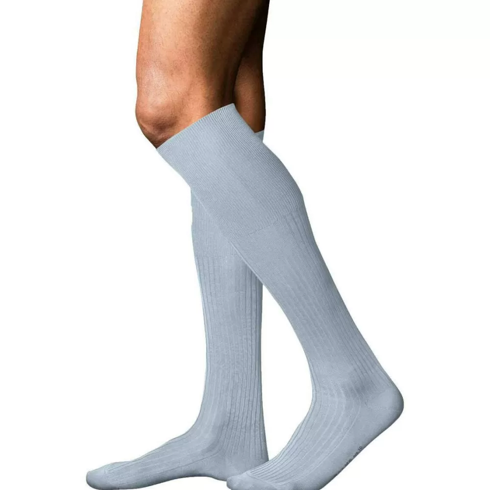 Falke Men's Socks^Blue No 10 Pure Fil D´Ecosse Knee High Socks