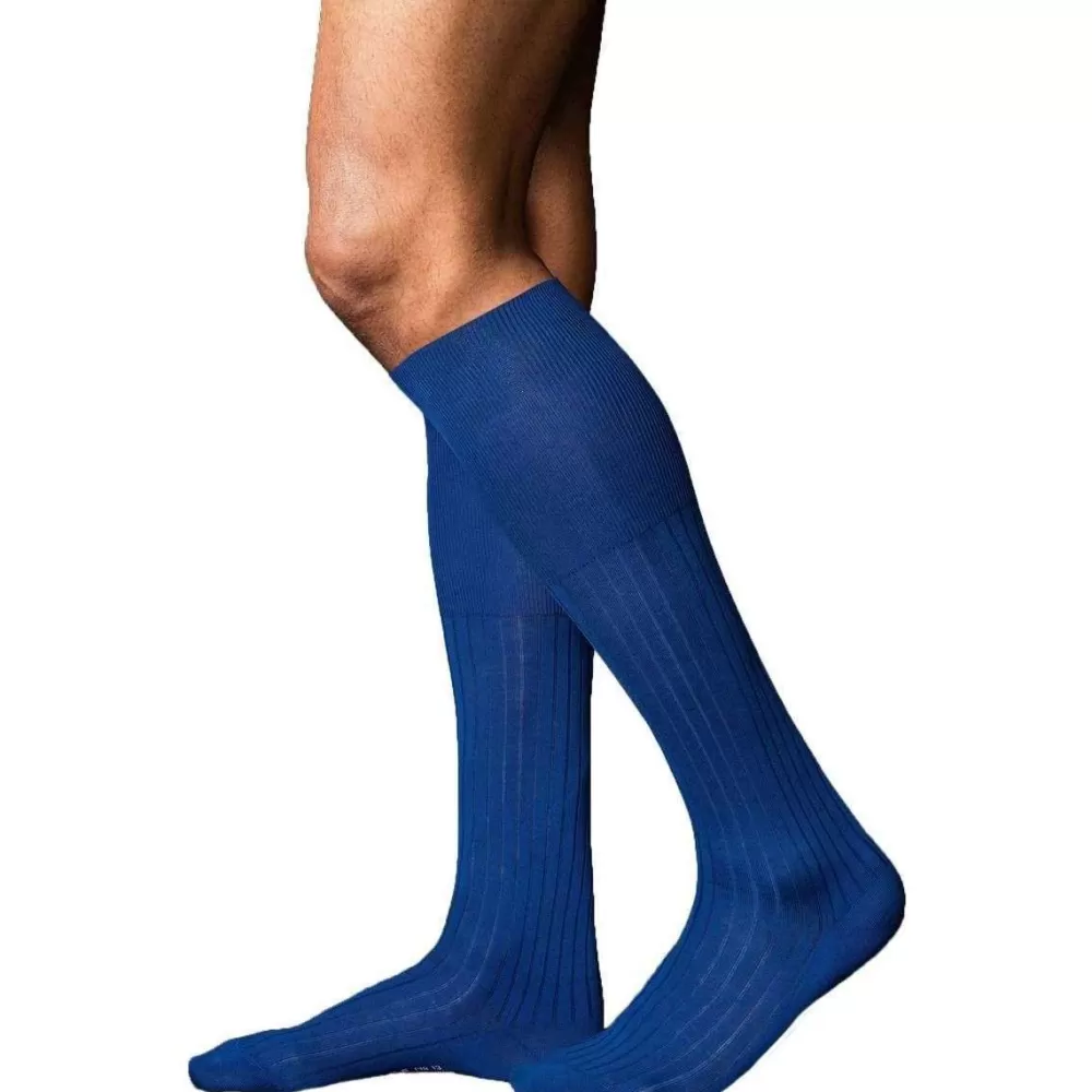 Falke Men's Socks^Blue No13 Finest Piuma Cotton Knee High Socks