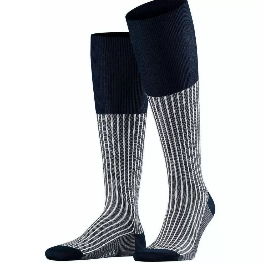 Falke Men's Socks^Blue Oxford Stripe Knee High Socks
