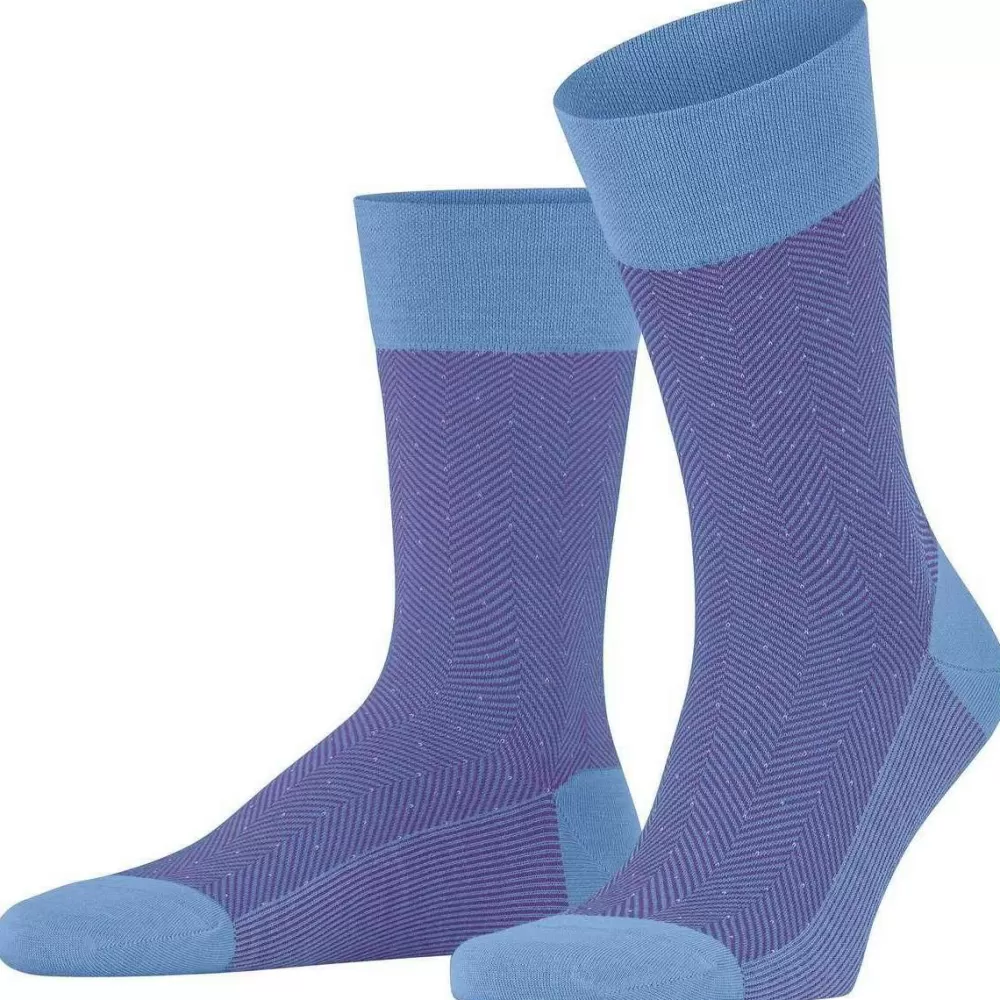 Falke Men's Socks^Blue Sensitive Herringbone Socks