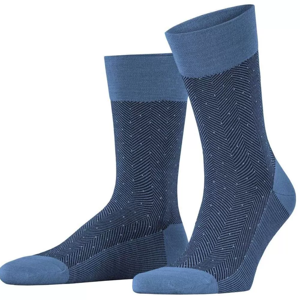 Falke Men's Socks^Blue Sensitive Herringbone Socks