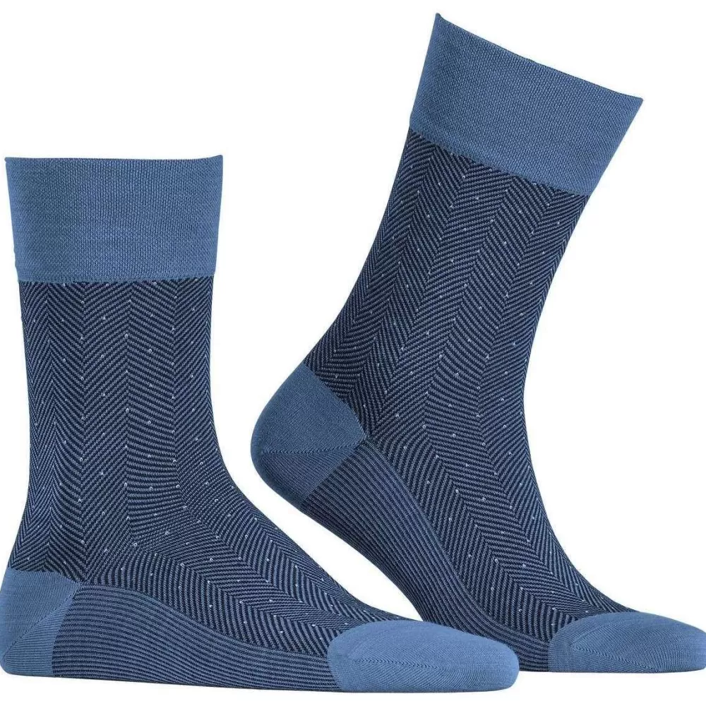 Falke Men's Socks^Blue Sensitive Herringbone Socks