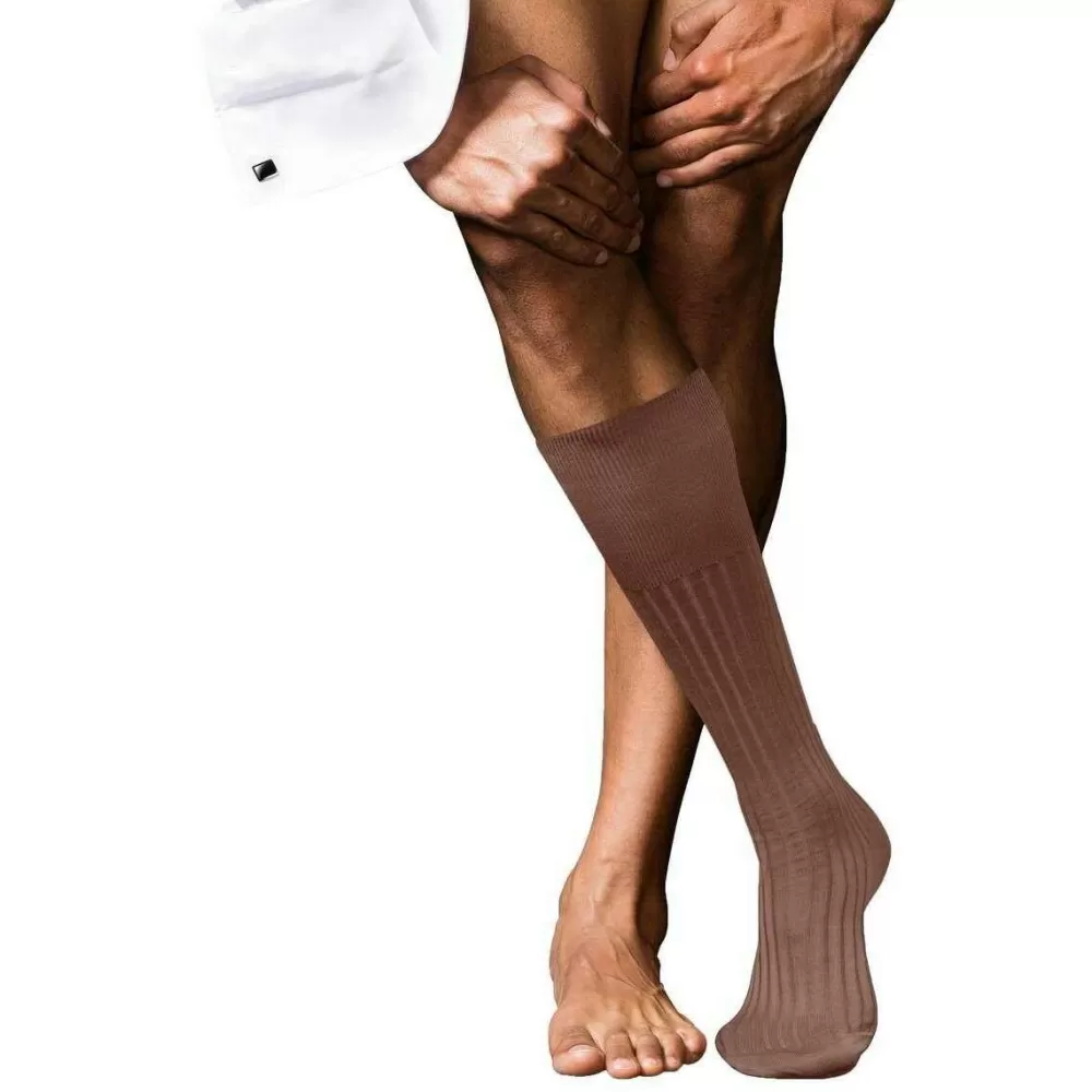 Falke Men's Socks^Brown No 13 Finest Piuma Cotton Knee High Socks