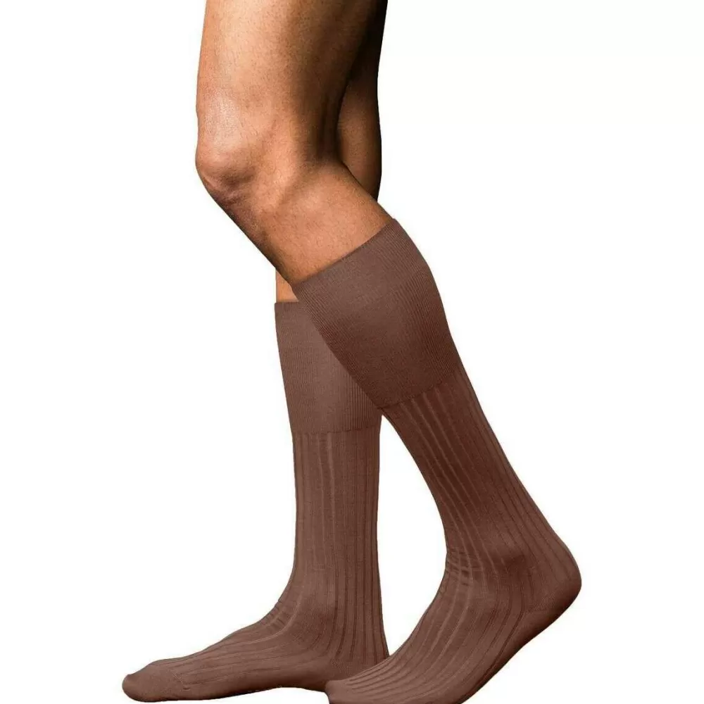 Falke Men's Socks^Brown No 13 Finest Piuma Cotton Knee High Socks