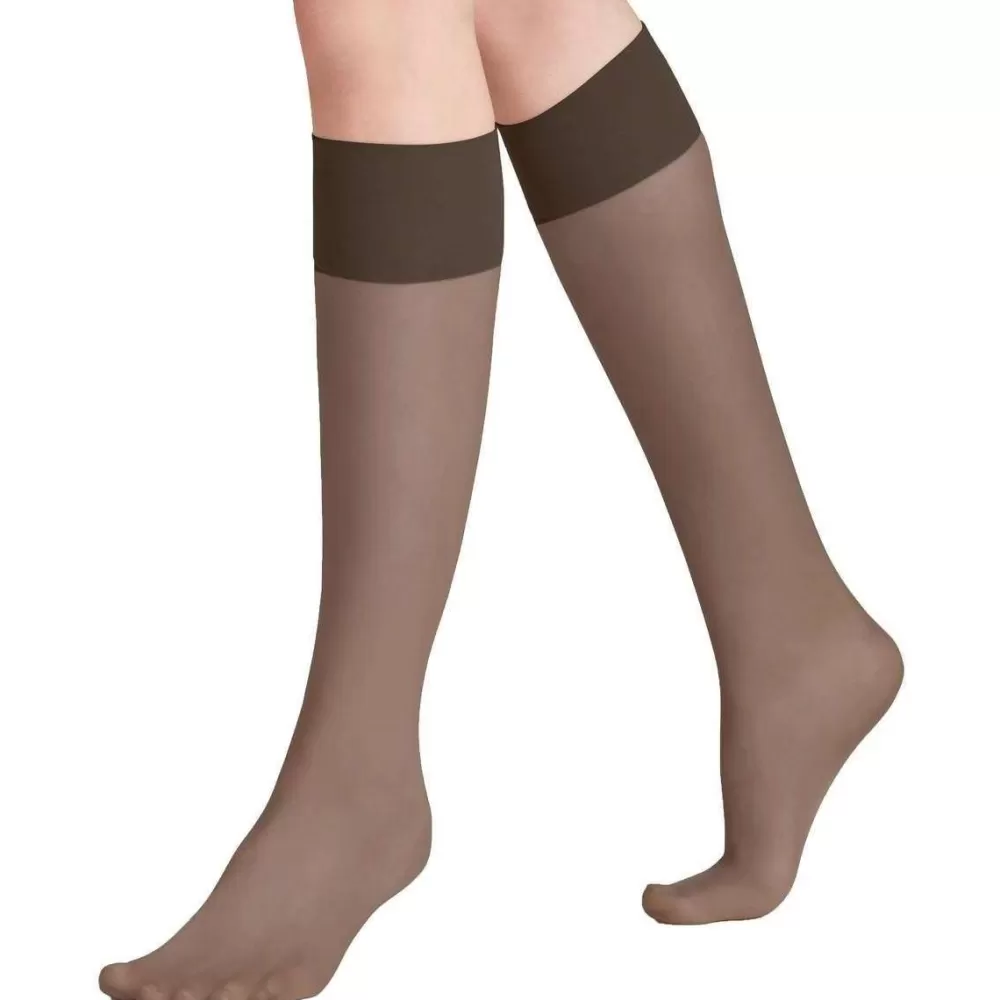 Falke Stockings^Brown Pure Matt 20 Denier Knee High Stockings