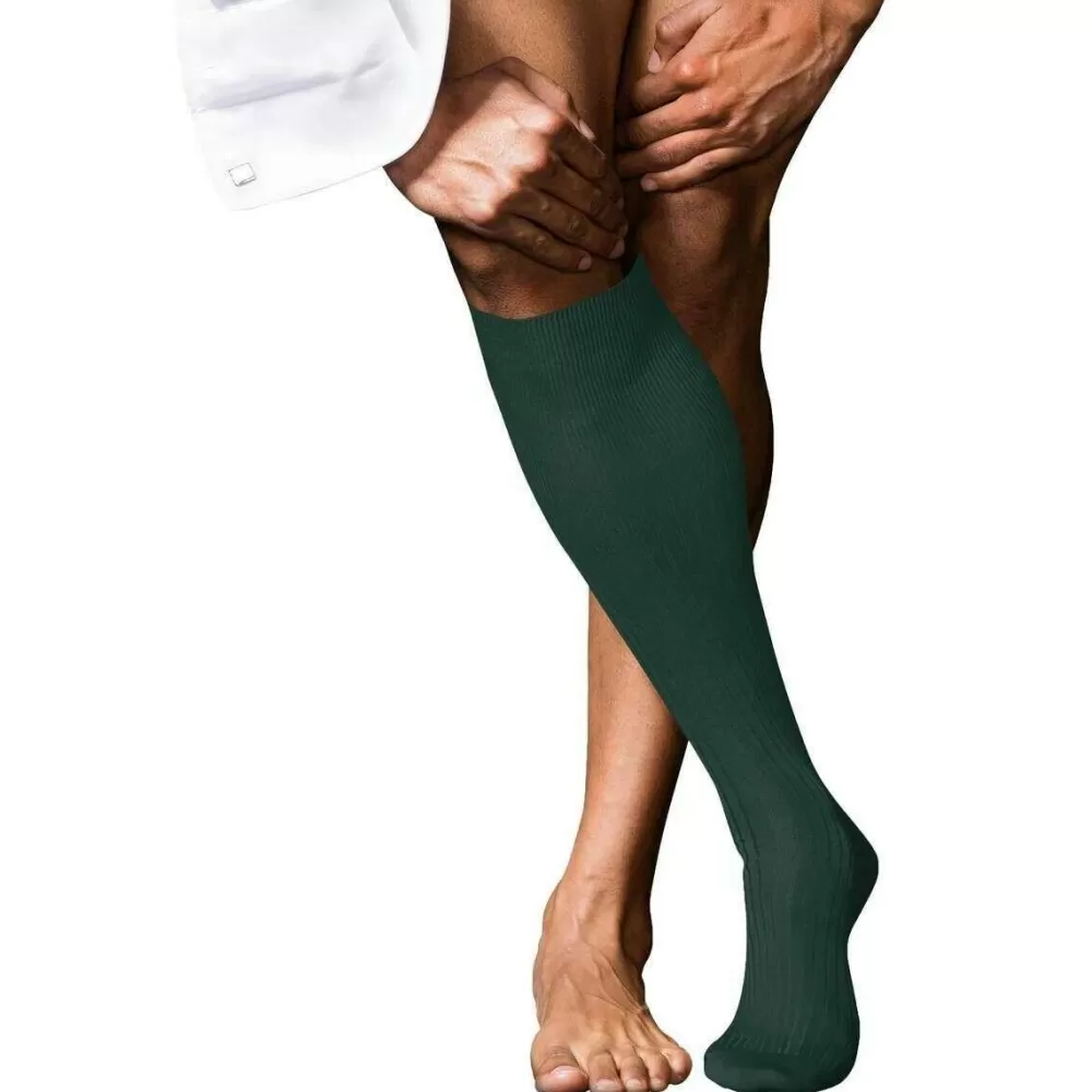 Falke Men's Socks^Green No 10 Pure Fil D´Ecosse Knee High Socks
