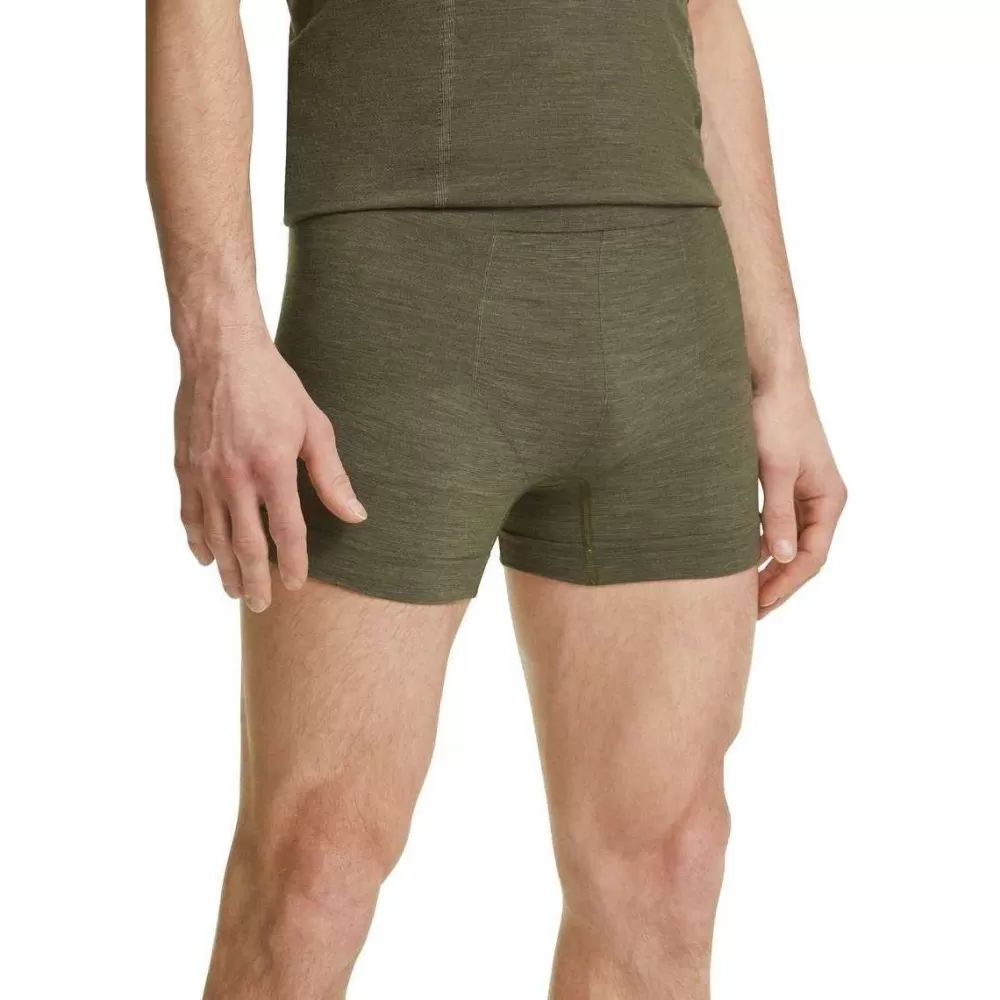 Falke Men's Underwear^Green Wool Tech Light Boxer Brief