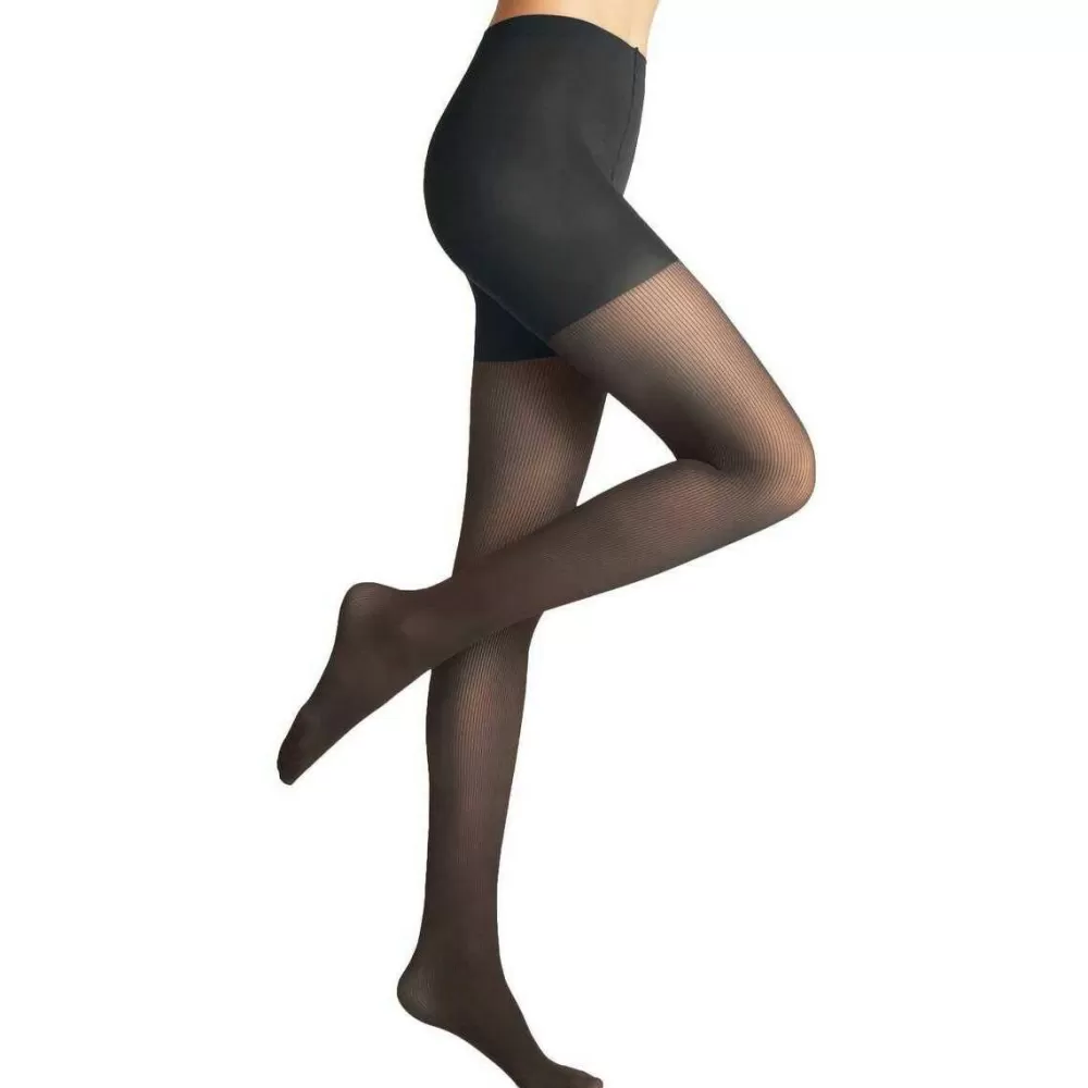 Falke Tights^Grey Rib Shaping 50 Denier Tights