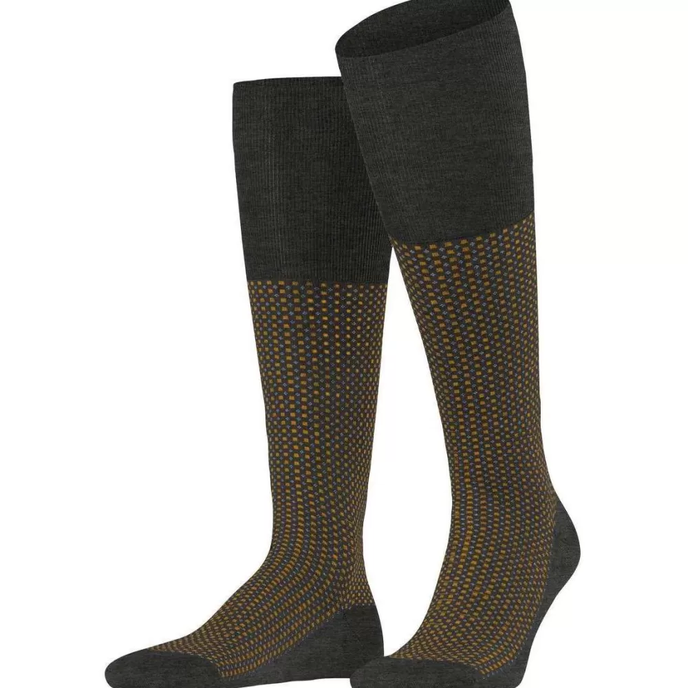 Falke Men's Socks^Grey Uptown Tie Knee High Socks