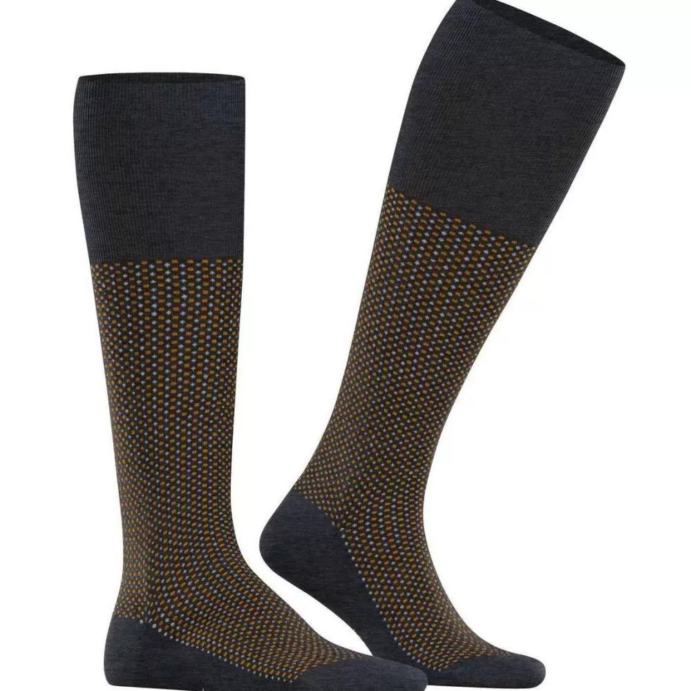 Falke Men's Socks^Grey Uptown Tie Knee High Socks