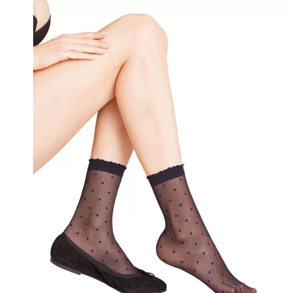 Falke Tights^Navy Dot 15 Denier Anklet Tights
