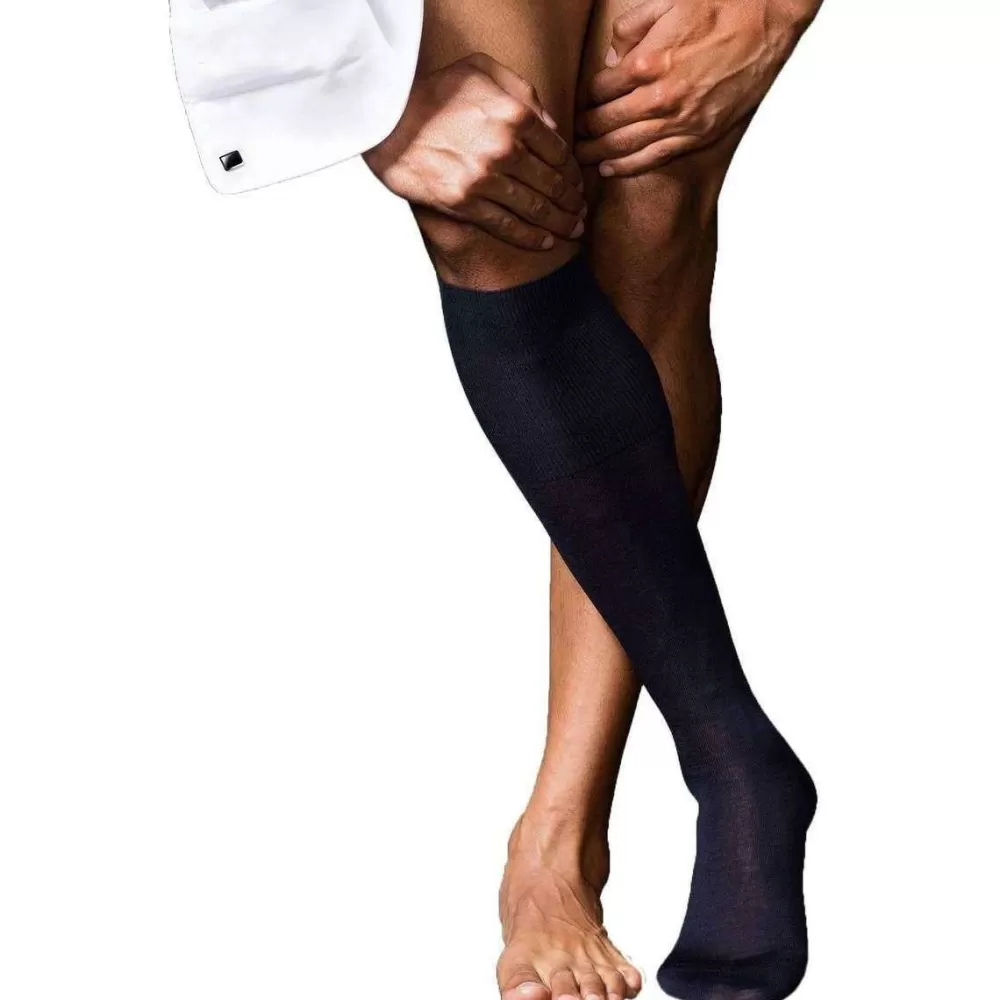 Falke Men's Socks^Navy No6 Finest Merino And Silk Knee High Socks